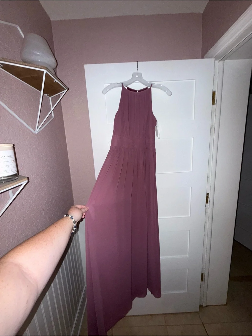 David's Bridal Chianti High-Neck Chiffon Maxi Dress - Picture 3 of 4
